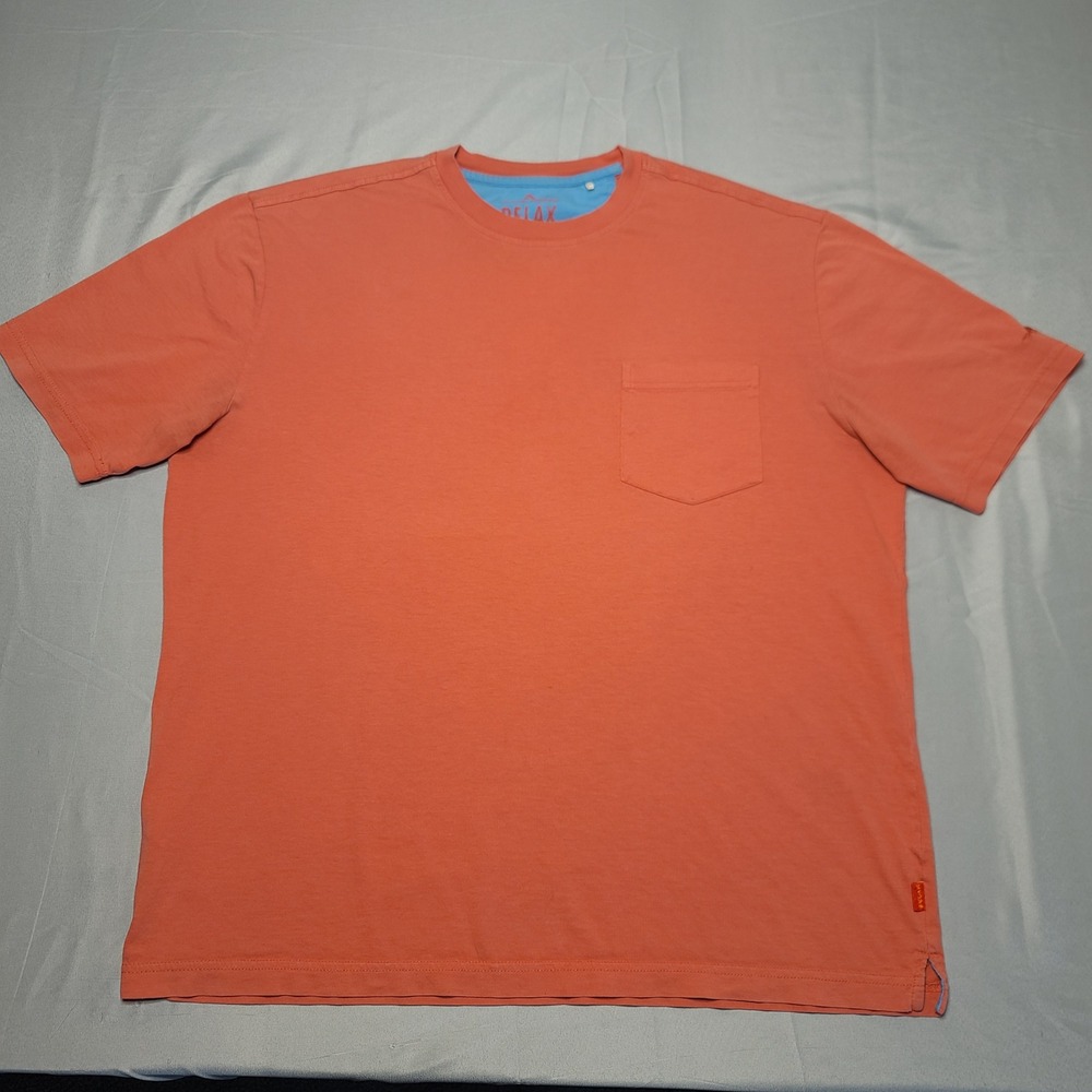 Tommy Bahama Relax T-Shirt Men Large Coral Supima Cotton Pocket Tee Short Sleeve